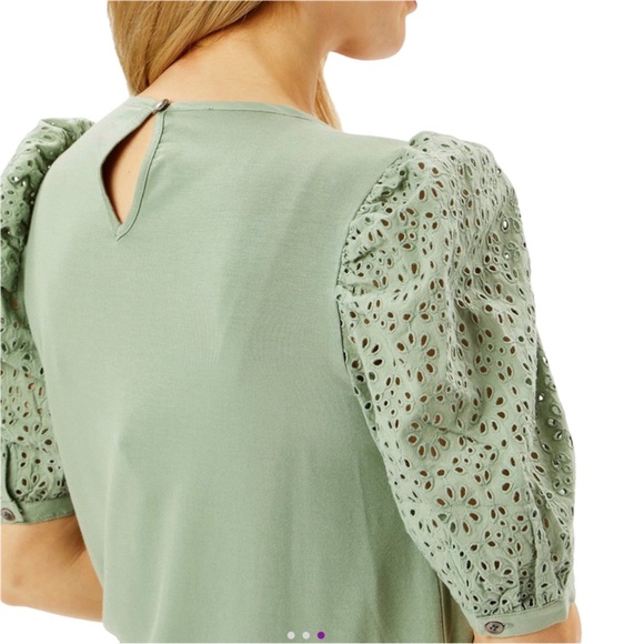 New MATILDA JANE GOOD HART Green Perfectly Charming Lace Puff-Sleeve Top Sz XXL - Picture 3 of 3